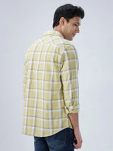 Men Shirt Check Green Regular Fit