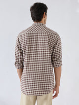 Men Shirt Check Brown Regular Fit