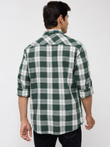 Men Shirt Check Green Regular Fit