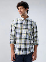 Men Shirt Check Yellow Regular Fit