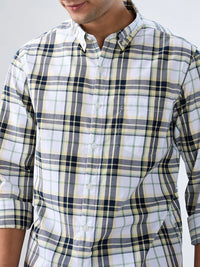 Men Shirt Check Yellow Regular Fit