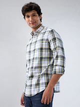 Men Shirt Check Yellow Regular Fit