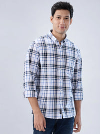 Men Shirt Check Pink Regular Fit