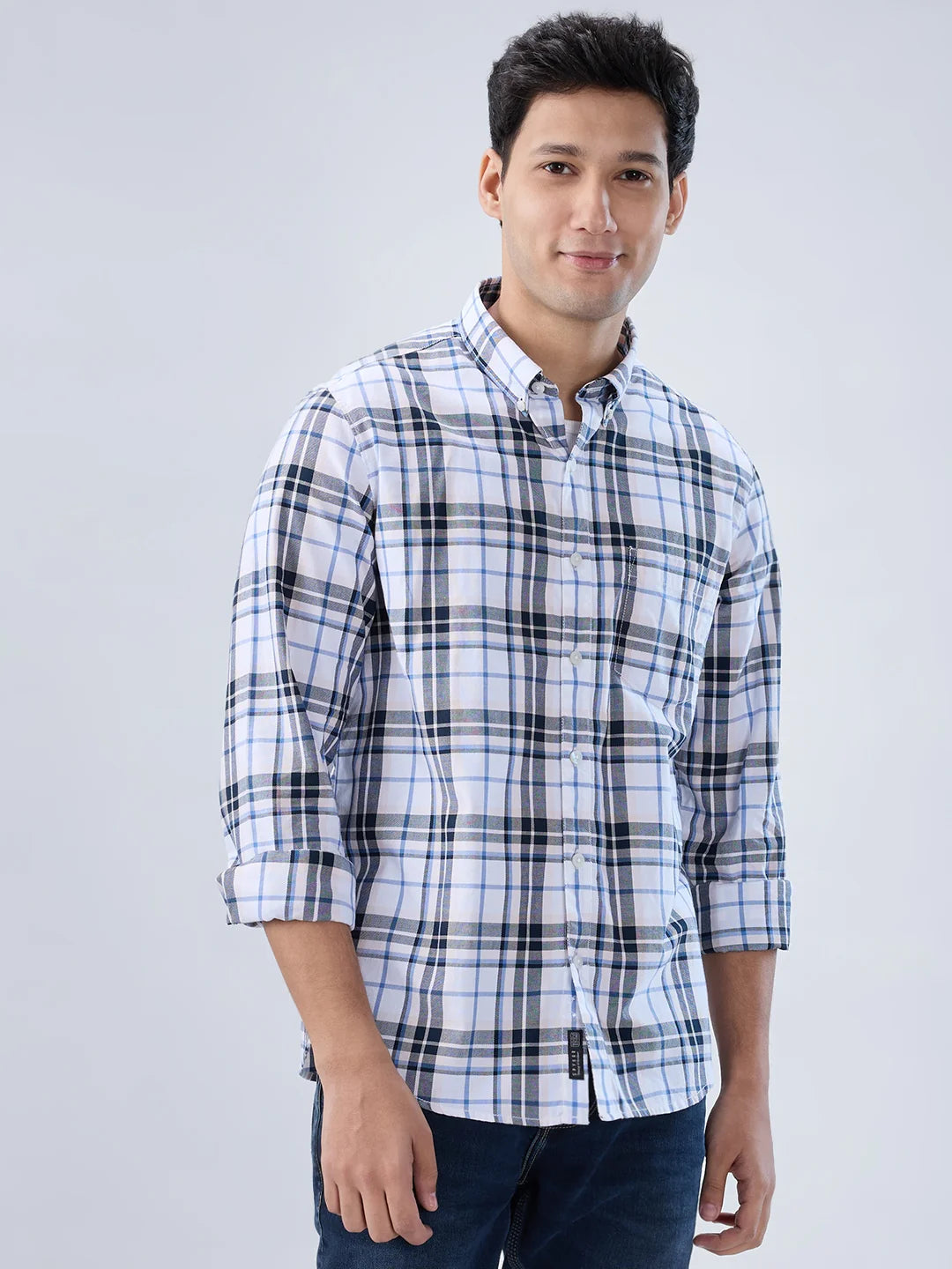 Men Shirt Check Pink Regular Fit