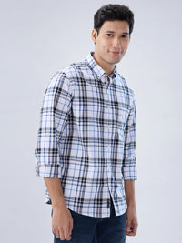Men Shirt Check Pink Regular Fit