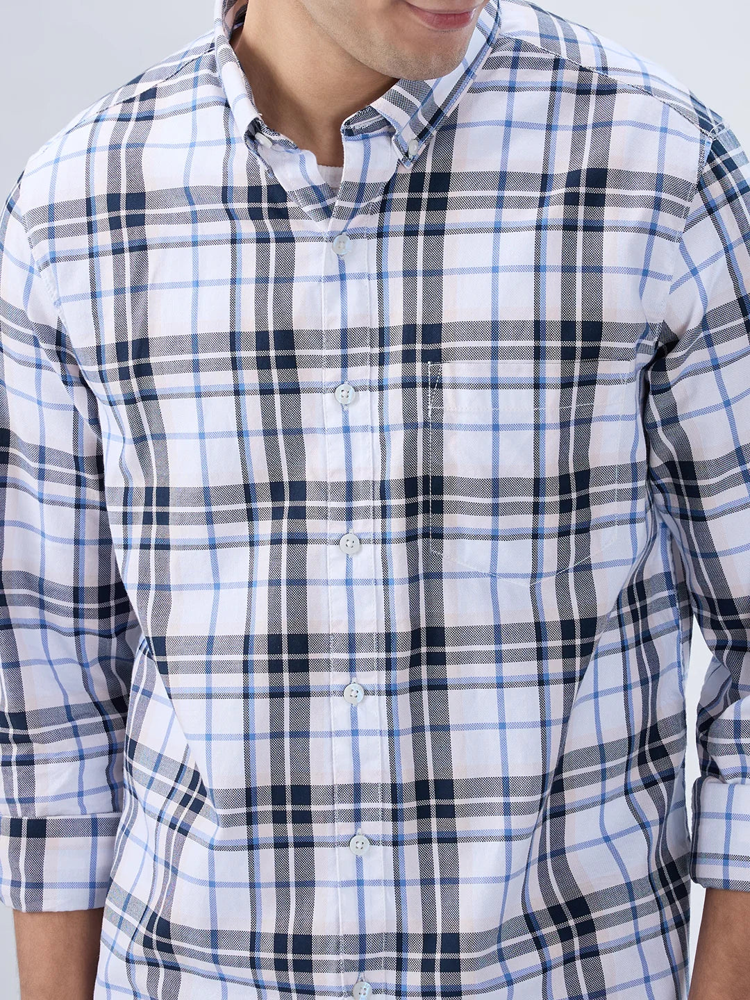 Men Shirt Check Pink Regular Fit