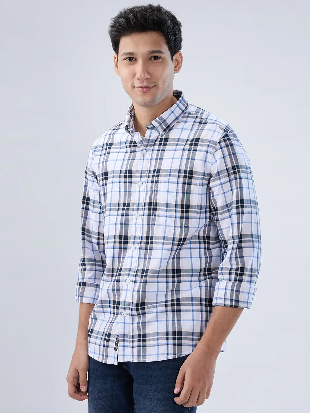 Men Shirt Check Pink Regular Fit