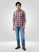 Men Shirt Check Red Regular Fit