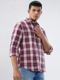 Men Shirt Check Red Regular Fit