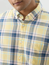 Men Shirt Check Yellow Regular Fit