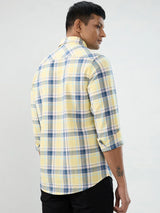 Men Shirt Check Yellow Regular Fit