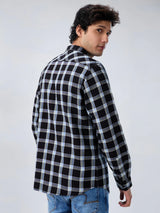 Men Shirt Check Black Regular Fit