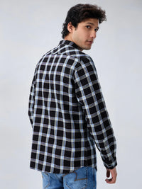 Men Shirt Check Black Regular Fit