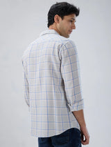Men Shirt Check Grey Regular Fit