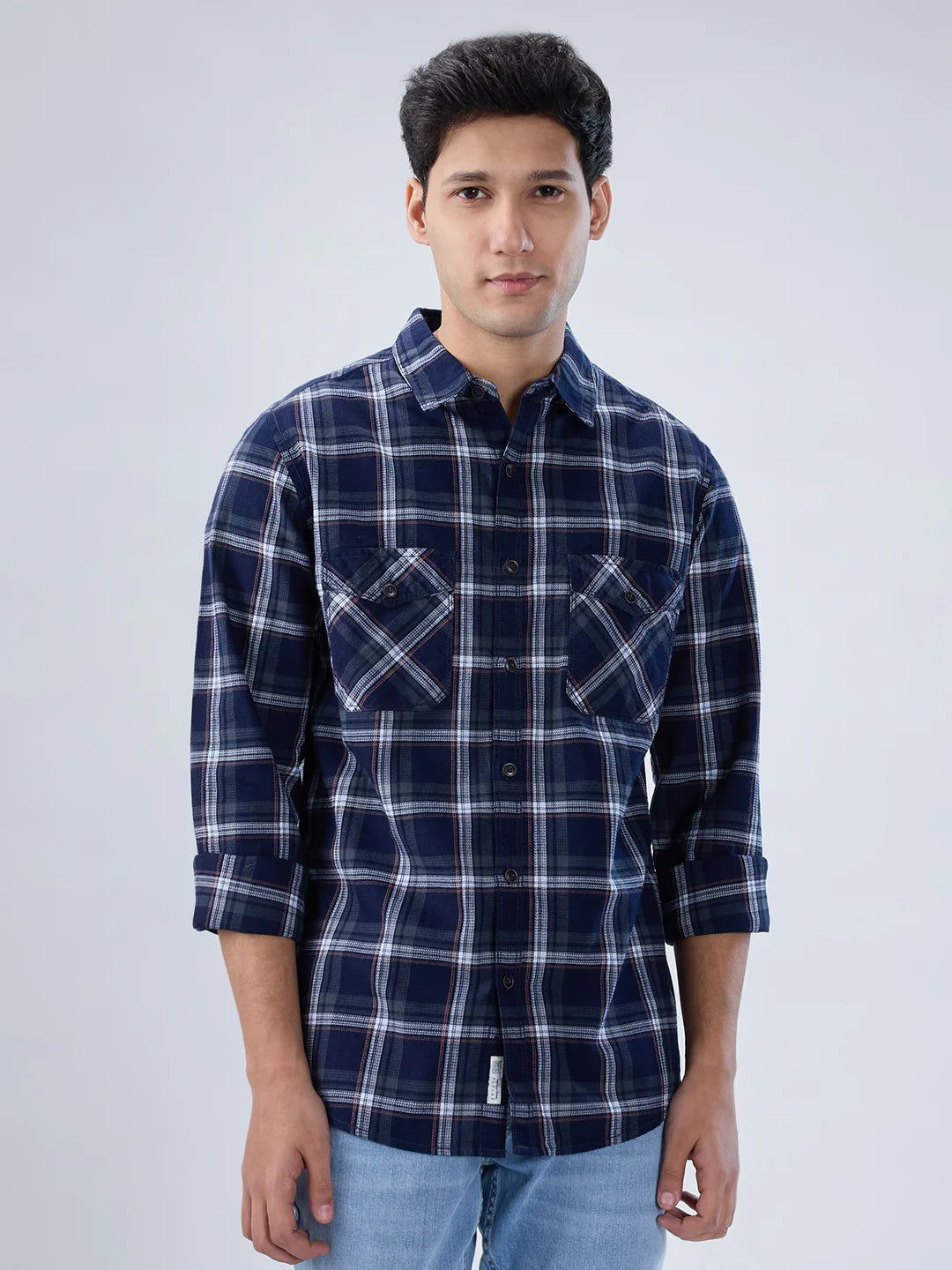 Men Shirt Check Green Regular Fit