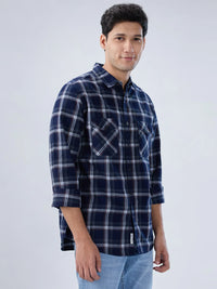 Men Shirt Check Green Regular Fit