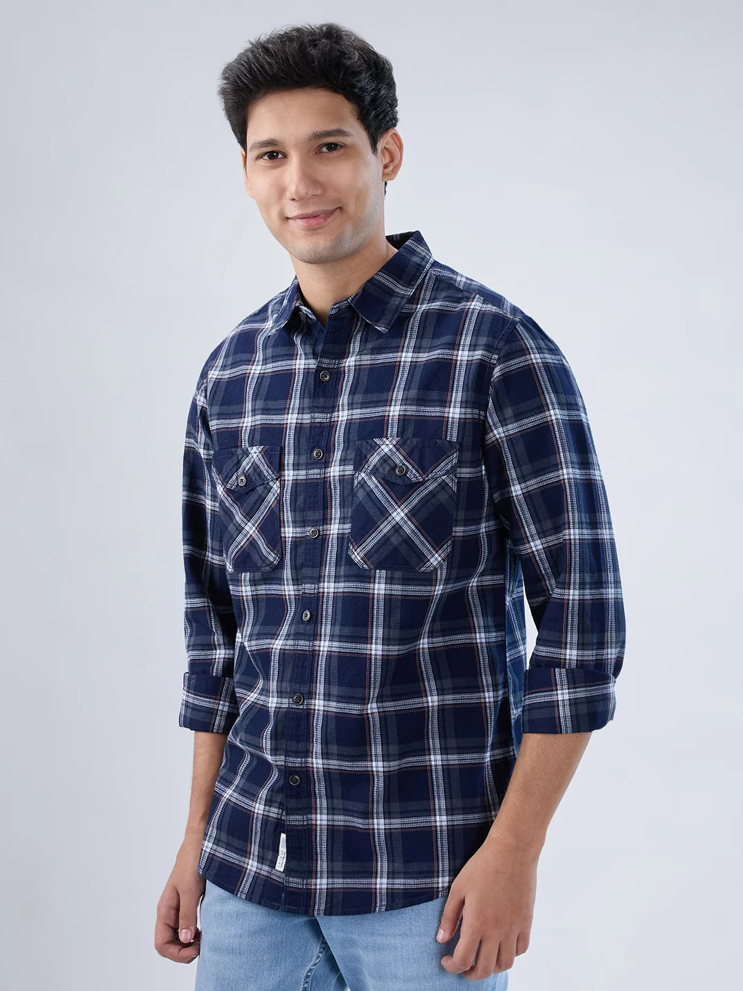 Men Shirt Check Green Regular Fit