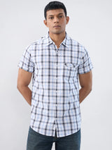 Men Shirt Check White Regular Fit