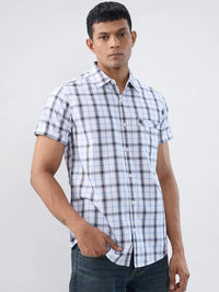 Men Shirt Check White Regular Fit