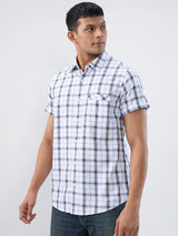 Men Shirt Check White Regular Fit