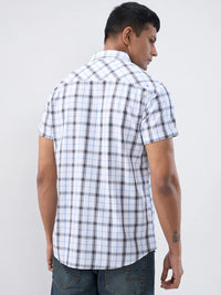 Men Shirt Check White Regular Fit