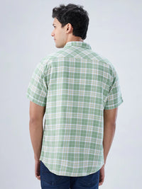 Men Shirt Check Green Regular Fit