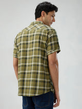 Men Shirt Check Green Regular Fit
