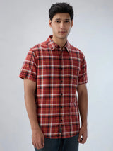 Men Shirt Check Red Regular Fit