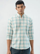 Men Shirt Check Green Regular Fit