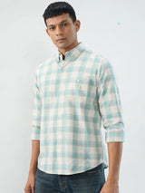 Men Shirt Check Green Regular Fit