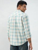 Men Shirt Check Green Regular Fit
