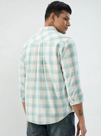 Men Shirt Check Green Regular Fit
