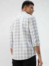 Men Shirt Check Grey Regular Fit