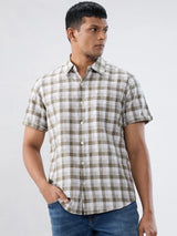Men Shirt Check Green Regular Fit
