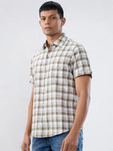 Men Shirt Check Green Regular Fit