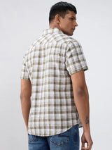 Men Shirt Check Green Regular Fit