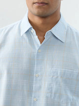 Men Shirt Check Blue Regular Fit
