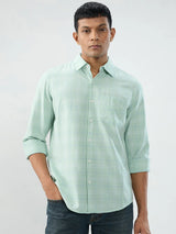 Men Shirt Check Green Regular Fit