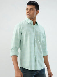 Men Shirt Check Green Regular Fit