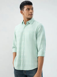 Men Shirt Check Green Regular Fit