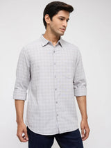 Men Shirt Check Light Grey Regular Fit