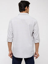 Men Shirt Check Light Grey Regular Fit