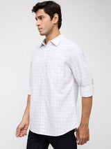 Men Shirt Check Off White Regular Fit