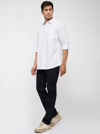 Men Shirt Check Off White Regular Fit