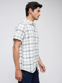 Men Shirt Check Off White Regular Fit