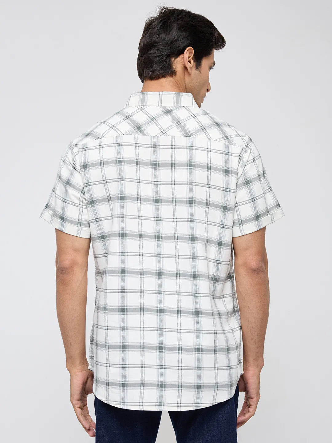 Men Shirt Check Off White Regular Fit