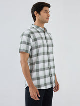 Men Shirt Check Green Regular Fit