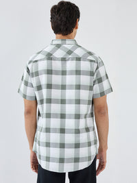 Men Shirt Check Green Regular Fit
