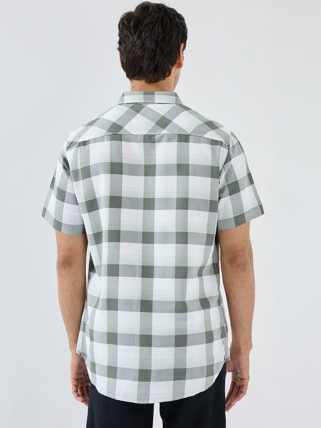 Men Shirt Check Green Regular Fit