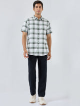 Men Shirt Check Green Regular Fit
